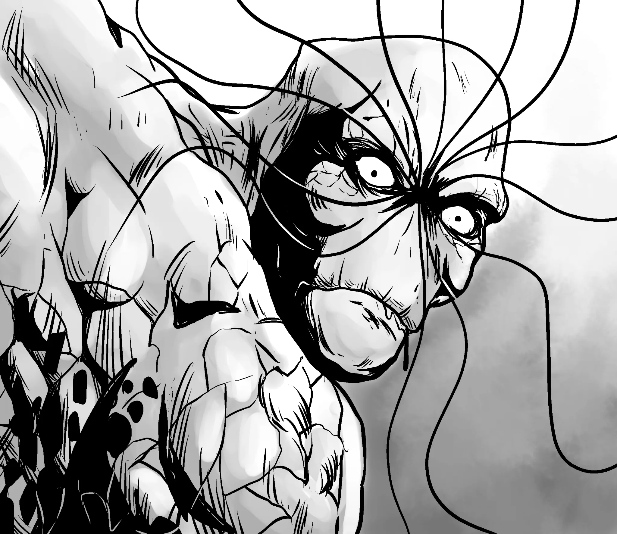 Ehrwyn, fire-resistant shock trooper of The Uh-Rook-Ty in The Brooding Muse Universe, deployed during the Manhattan Invasion via Lava Monster transport