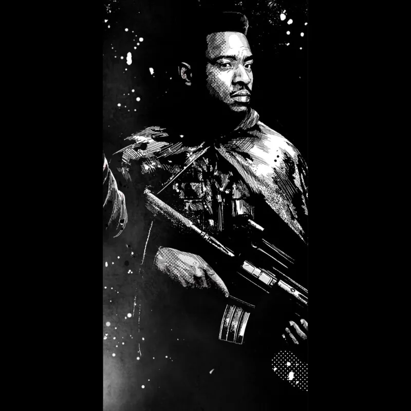 Sgt. Ashton, vampire shock commander of The Army of The 4080 in The Brooding Muse Universe, armed and battle-ready on the Island of Arnor