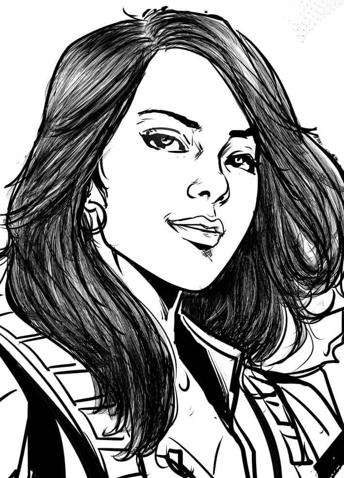 Trixie moving through the eastern Marrow Wastelands with sniper precision and airborne poise, a beautiful and athletic operative whose disappearance became part of her legend