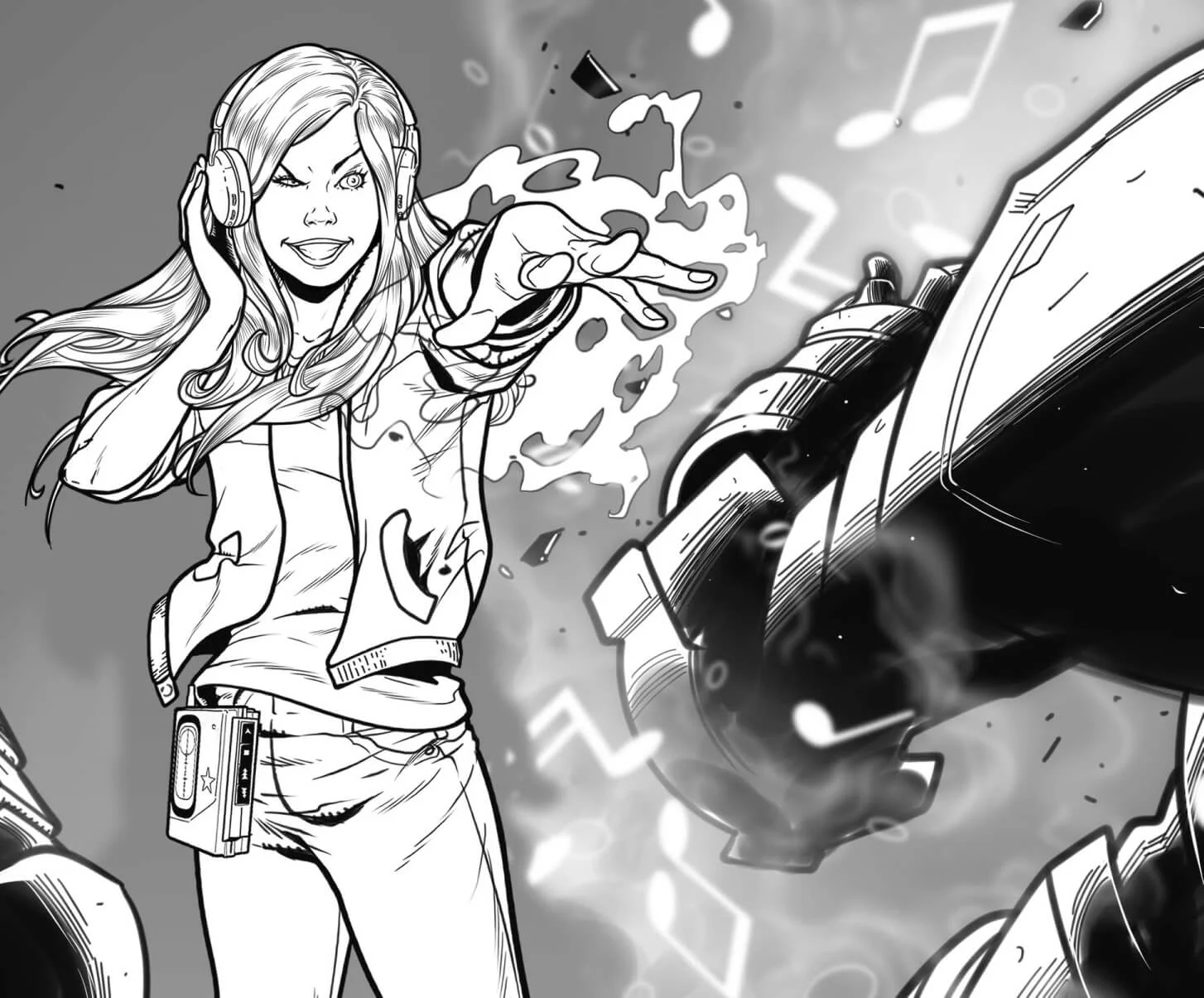 Caprice with rainbow-colored hair standing in Sun City after the meteor event, small but fierce, carrying the energy of both nightlife rebellion and real compassion.