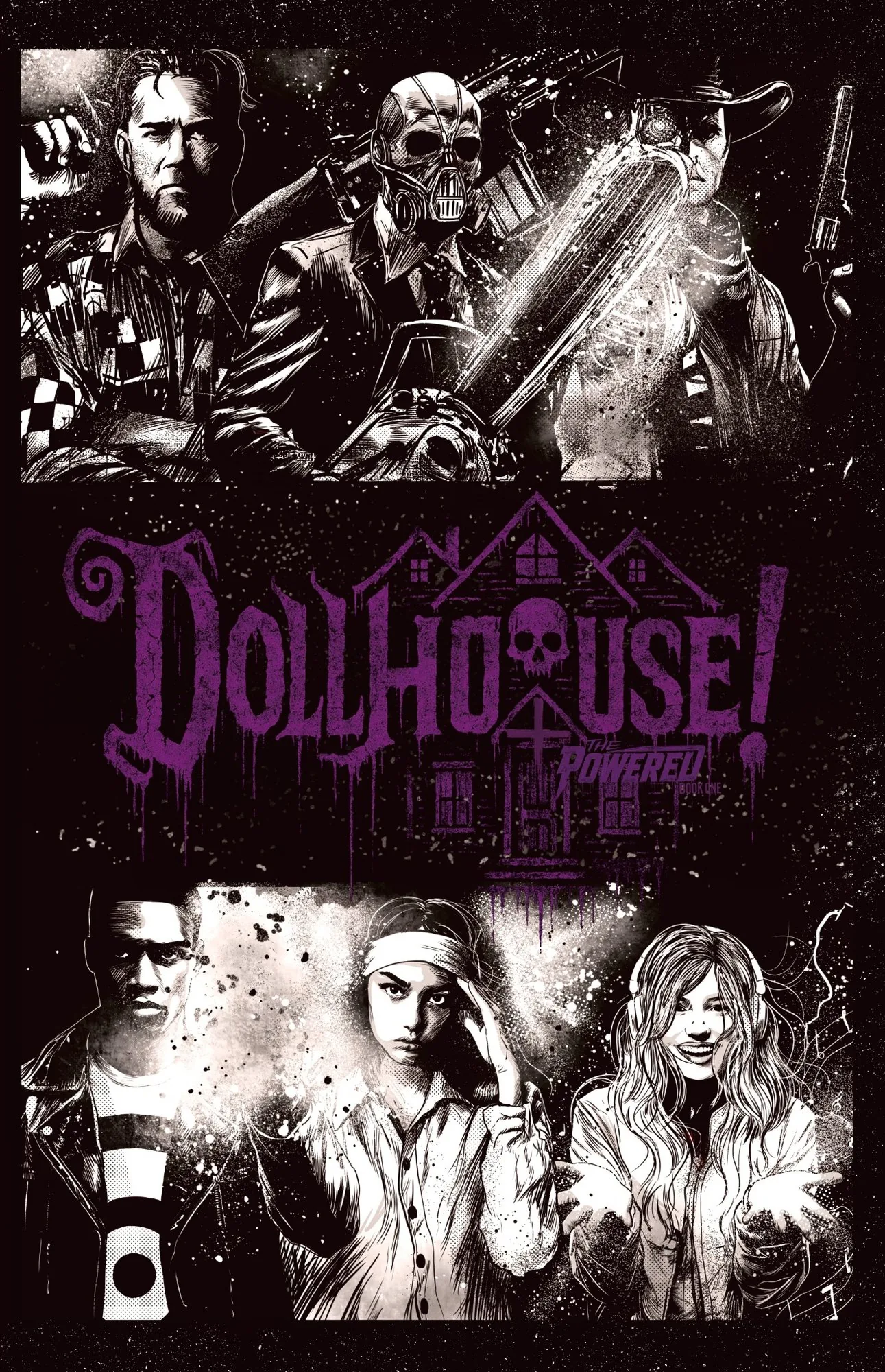 Dollhouse! The Powered — Book One cover art featuring The Country Club and the Dollhouse logo